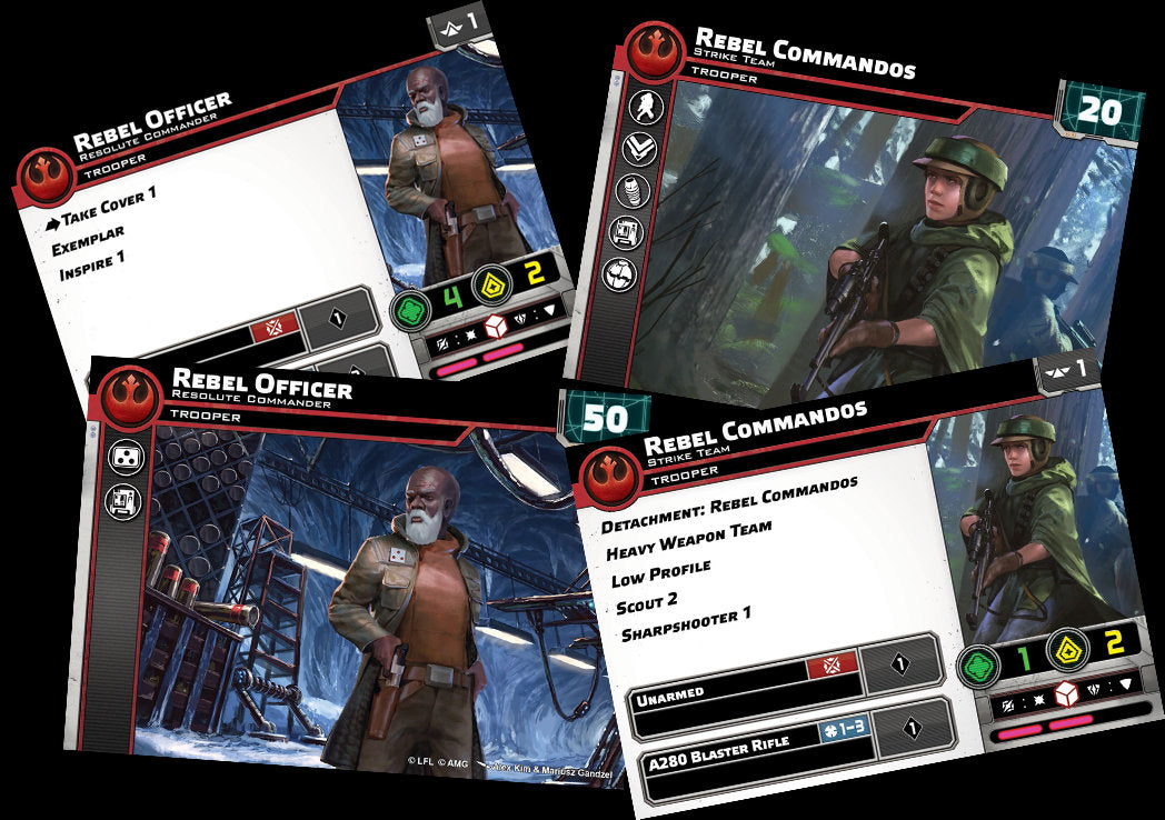Rebel Alliance - Star Wars Legion - 2024 Unit Player, Upgrades, & Command Cards - 99 Cards Included