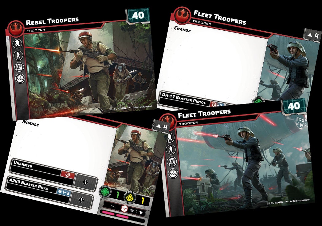 Rebel Alliance - Star Wars Legion - 2024 Unit Player, Upgrades, & Command Cards - 99 Cards Included