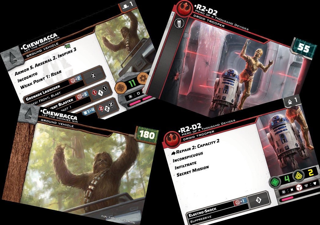 Rebel Alliance - Star Wars Legion - 2024 Unit Player, Upgrades, & Command Cards - 99 Cards Included