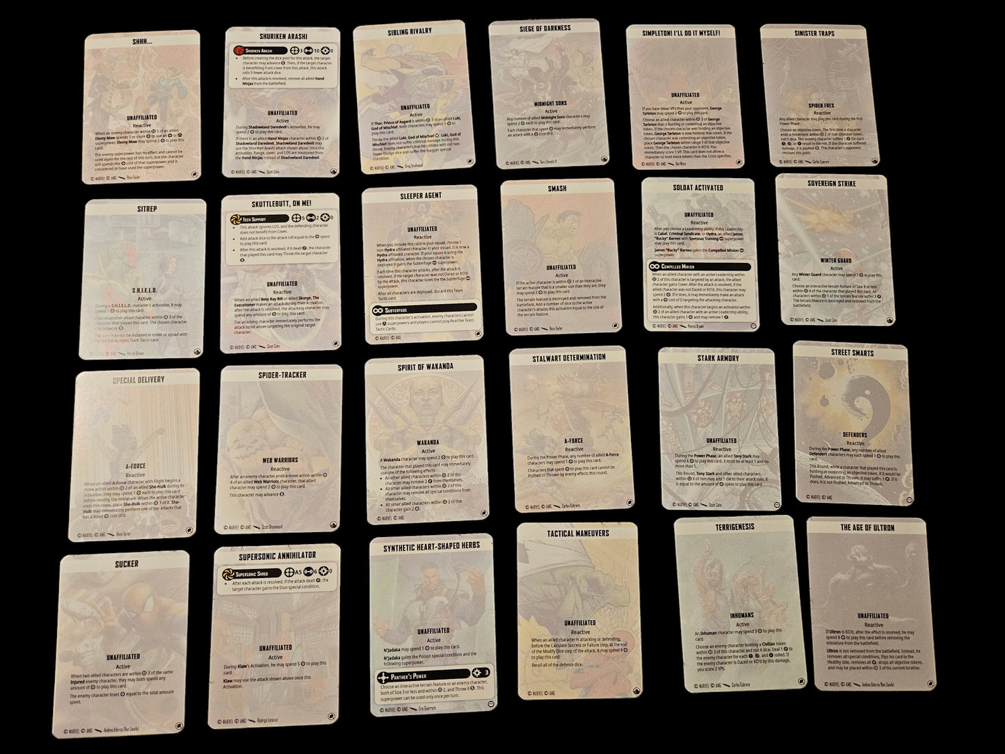 Tactics Card Pack - Complete Collection - 2019 to August 2024 - 259 Cards Included - MCP - Marvel Crisis Protocol