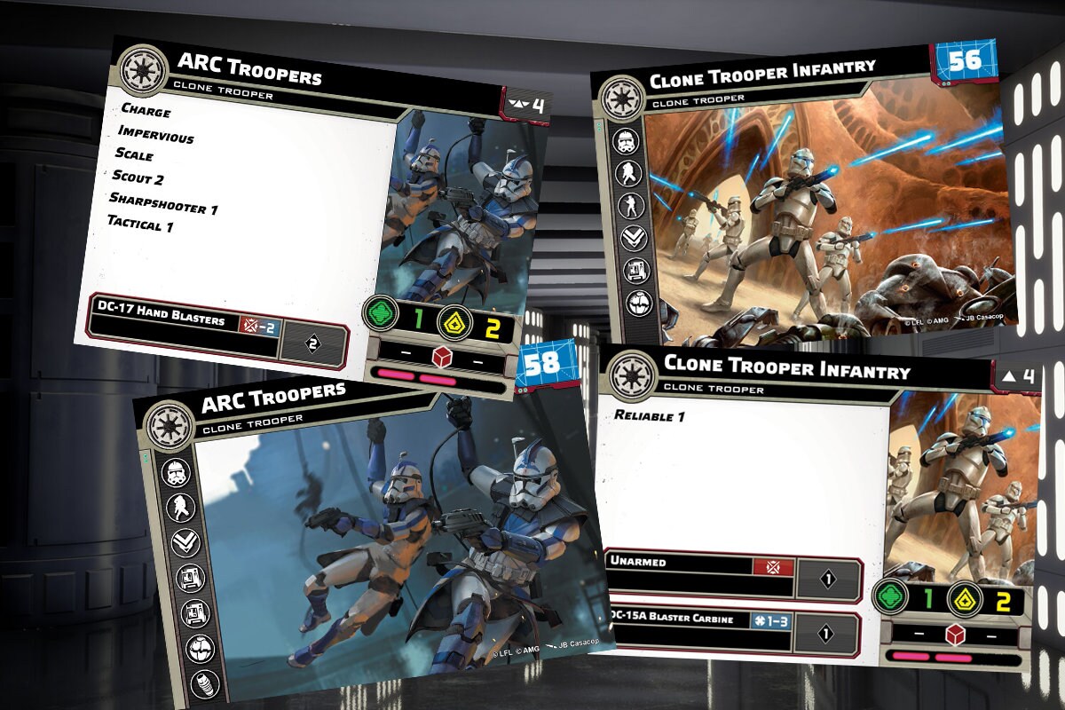 Galactic Republic - Star Wars Legion - 2024 Unit Player, Upgrades, & Command Cards - 99 Cards Included
