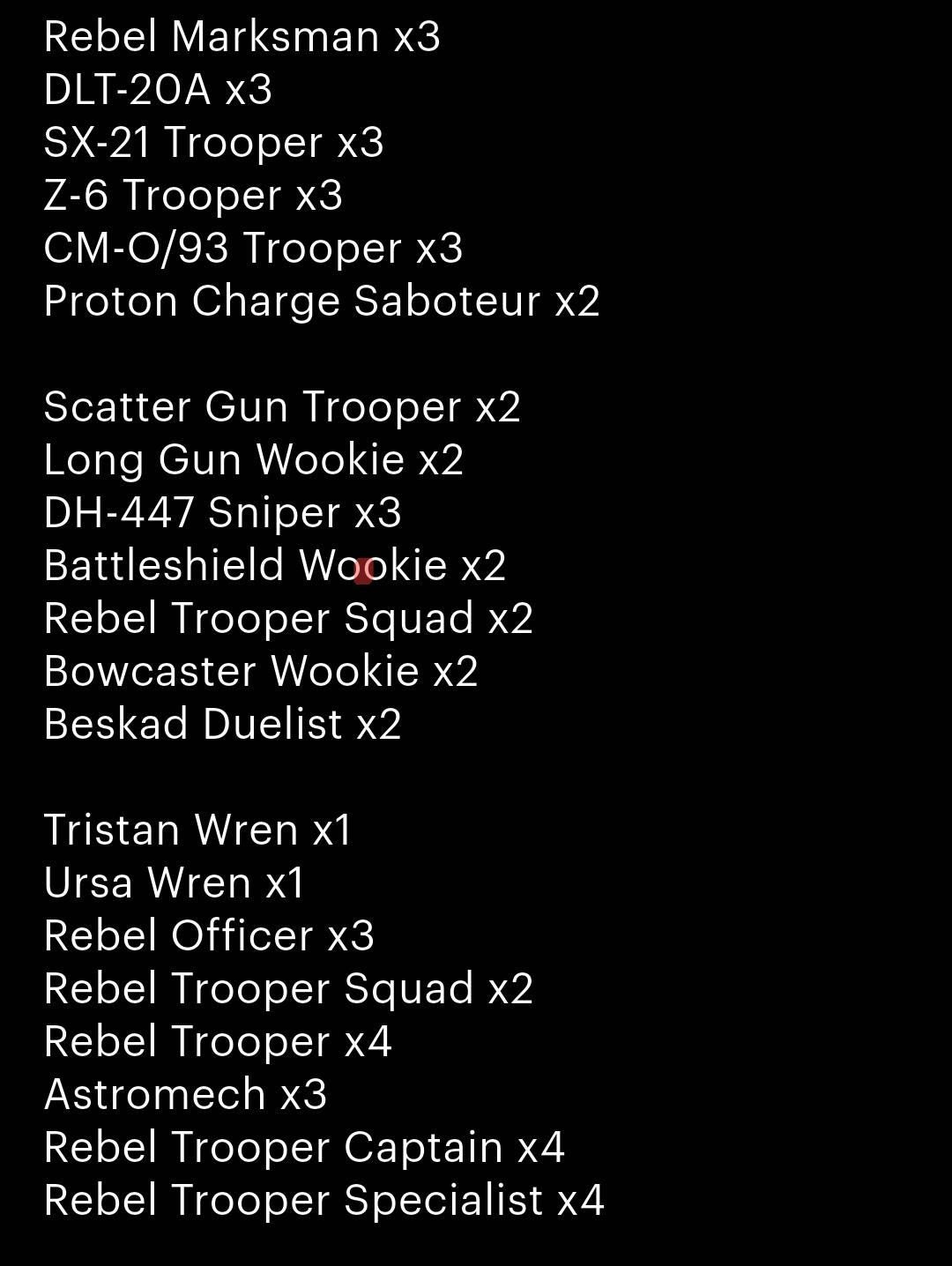 2025 Rebel Alliance - 185 Cards Included - Star Wars Legion - Unit Player, Upgrades, & Command Cards -