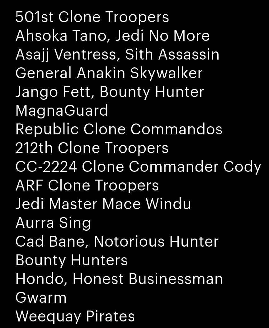 2025 Star Wars Shatterpoint - UPDATE PACK - 54 Character and Stance Cards