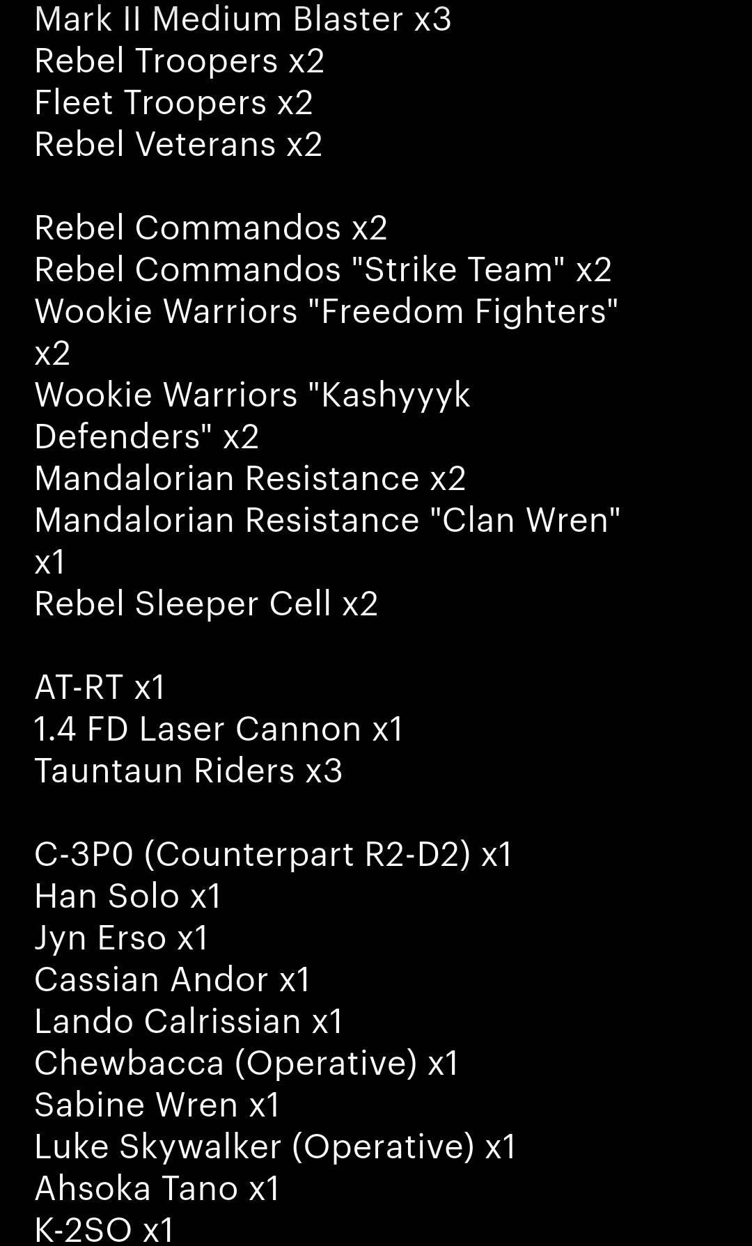 2025 Rebel Alliance - 185 Cards Included - Star Wars Legion - Unit Player, Upgrades, & Command Cards -