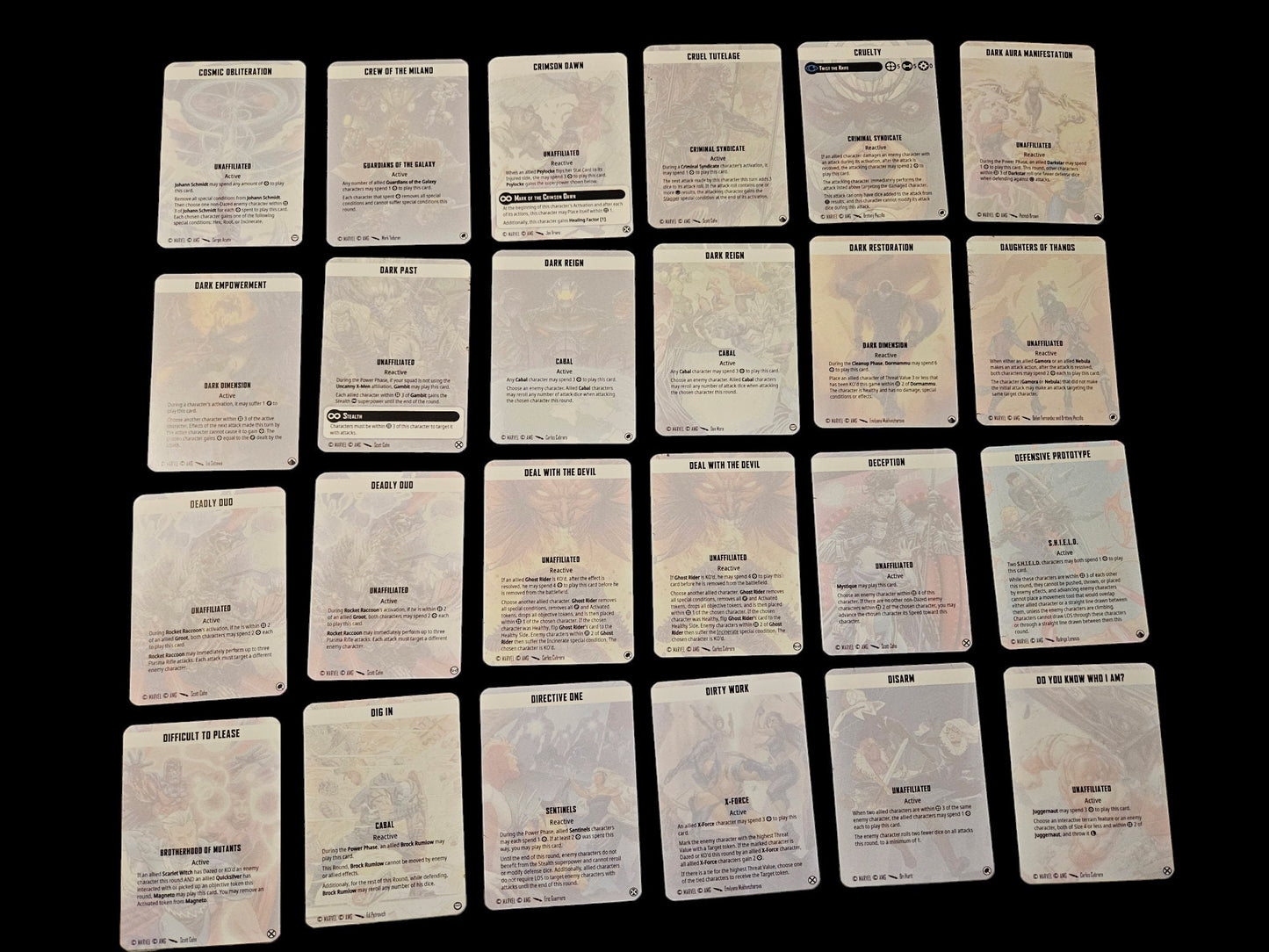 Tactics Card Pack - Complete Collection - 2019 to August 2024 - 259 Cards Included - MCP - Marvel Crisis Protocol