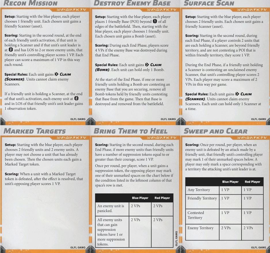 2025 Star Wars Legion Objective/Scenario Battlecards