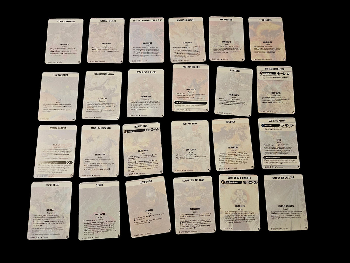 Tactics Card Pack - Complete Collection - 2019 to August 2024 - 259 Cards Included - MCP - Marvel Crisis Protocol
