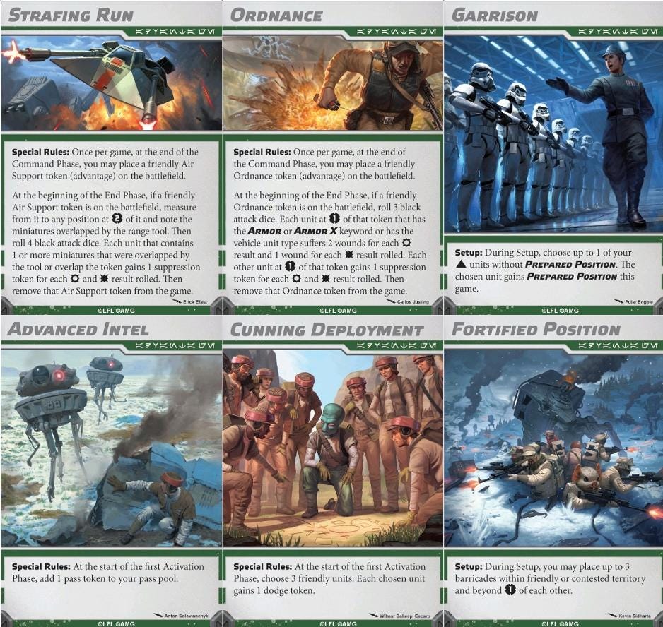 2025 Star Wars Legion Objective/Scenario Battlecards