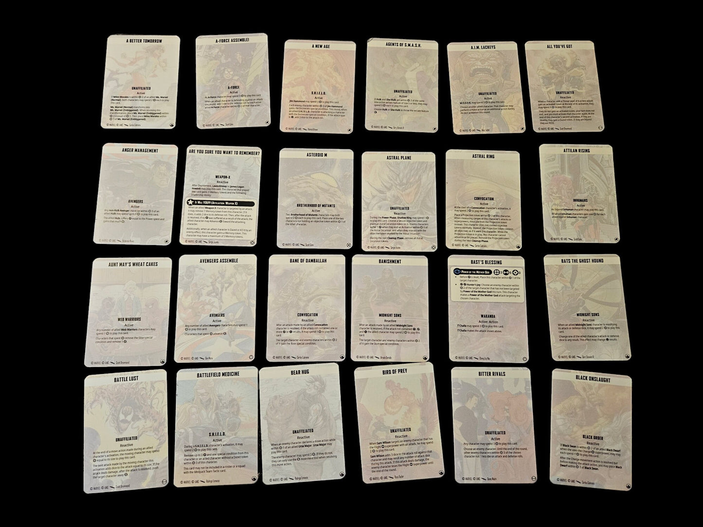 Tactics Card Pack - Complete Collection - 2019 to August 2024 - 259 Cards Included - MCP - Marvel Crisis Protocol