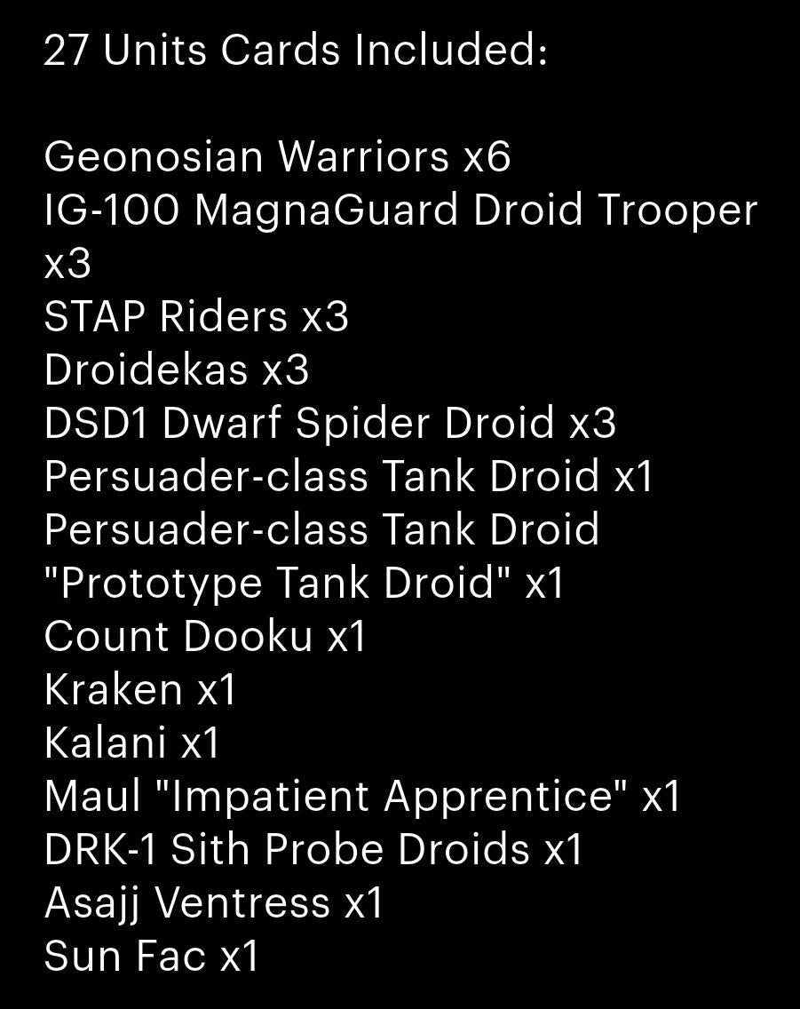 2025 Confederacy of Independent Systems - 182 Cards Included Star Wars Legion - Unit Player, Upgrades, & Command Cards