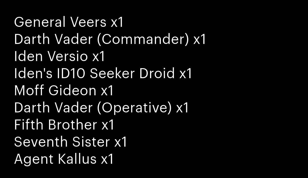 2025 Galactic Empire - 206 Cards - Star Wars Legion - Unit, Command, and Upgrade Cards