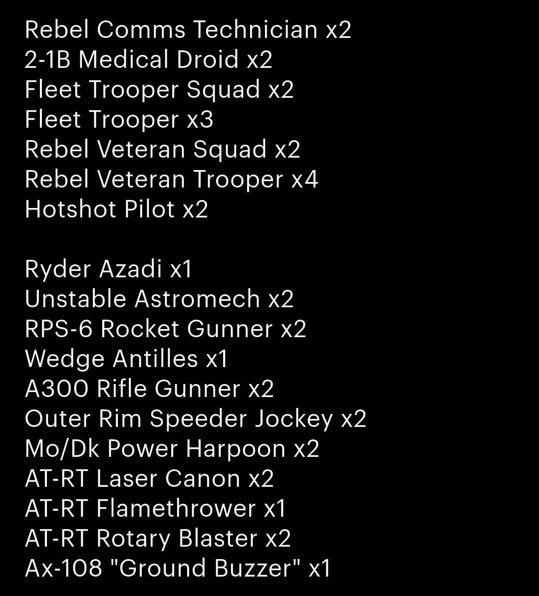 2025 Rebel Alliance - 185 Cards Included - Star Wars Legion - Unit Player, Upgrades, & Command Cards -