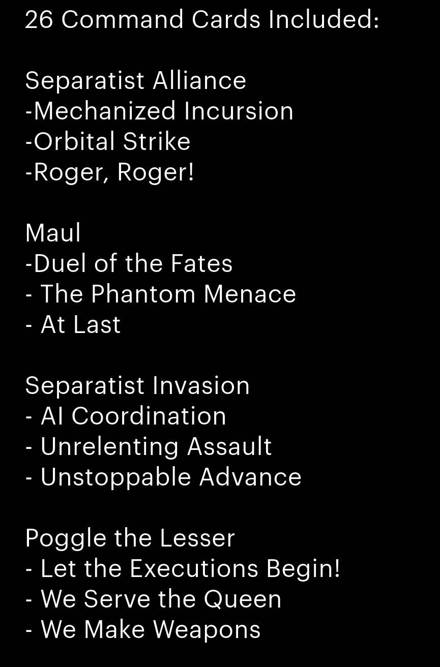 2025 Confederacy of Independent Systems - 182 Cards Included Star Wars Legion - Unit Player, Upgrades, & Command Cards